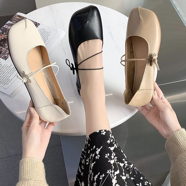 

sandals single shoes women 2021 spring and autumn square toe women's flat fashion student mary jane gjjj, Black