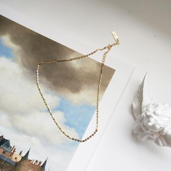 

chokers women charms gold color necklace 925 sterling silver link chain collier femme fashion jewelry, Golden;silver