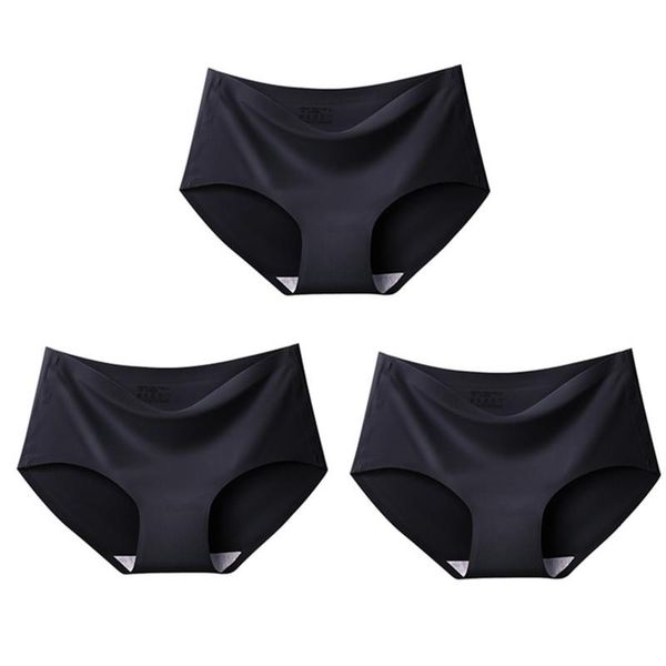 

women's panties 3pcs/lot ice silk seamless underwear girl lingerie breathable comfort briefs, Black;pink