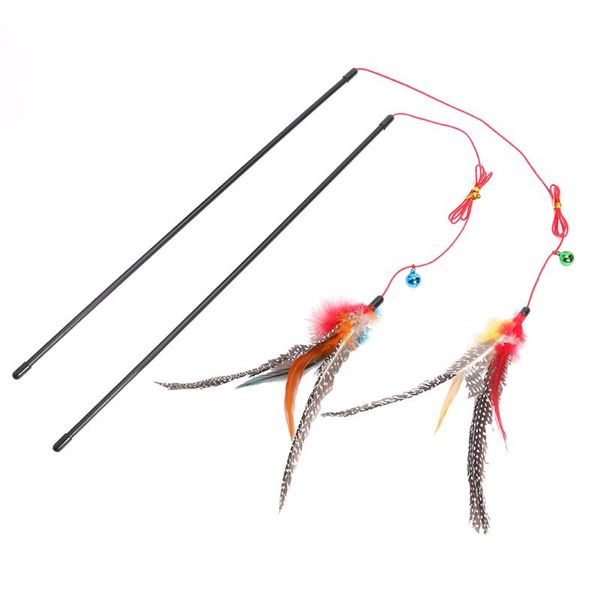 

cat toys teasing interactive stick feather wand with bell pet toy supplies accessory kitten teaser rods