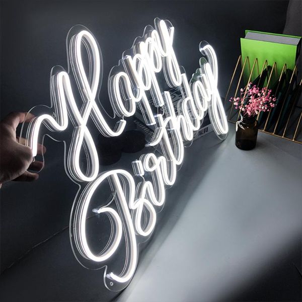 

other lighting bulbs & tubes custom sign happy birthday 3d led flex transparent acrylic plexiglass neon light letter board party background