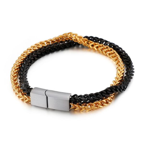 

tennis fate love 10mm 21cm (8.26'') punk fashion mens women stainless steel multilayer braind link chain bracelet list jewelry, Golden;silver