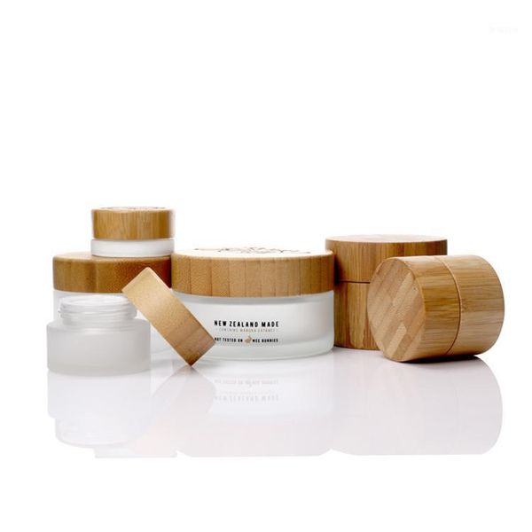 

storage bottles & jars 30ml glass cosmetic jar with bamboo lid for skin care cream
