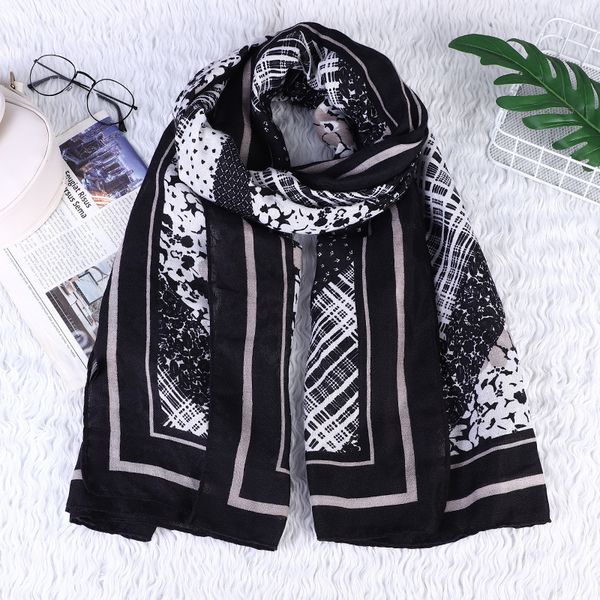 

(scarves 2021 spring and autumn new korean style artistic fresh cotton linen womens fashionable simple scarf sun protection keeping warm sh, Blue;gray