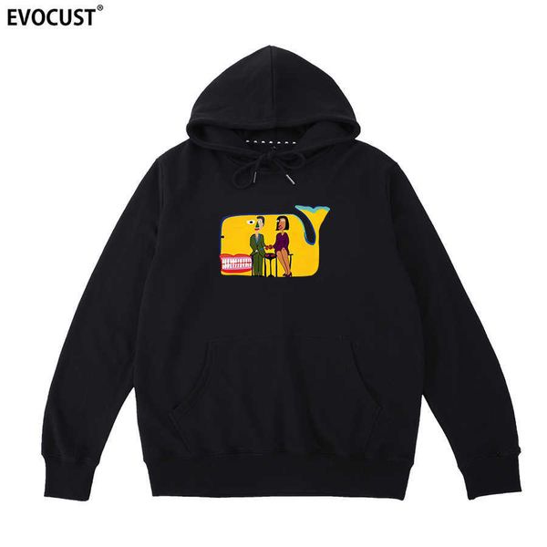 

kitano takeshi japanese hooded sweatshirt, cotton, unisex, men's and women's, floating whale, boring life, royal campaign, Black