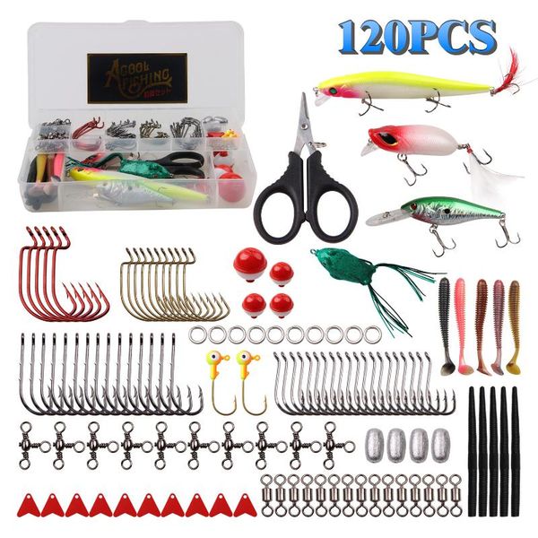 

fishing accessories 120pcs/box double layer box with tackle tools hard lures scissors floating balls bait