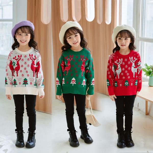 

pullover fall winter baby boys girls christmas outifts elk xmas tree pattern sweater long sleeve crew neck chidren kids clothes, Blue