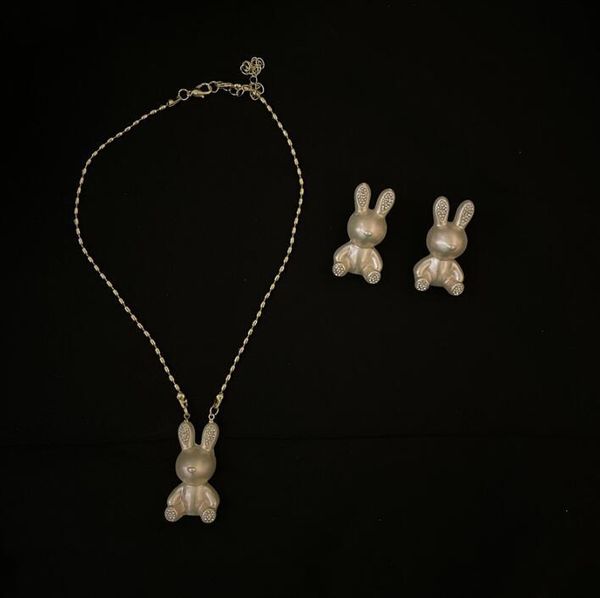 

earrings & necklace cartoon bear lovely women acrylic cute sweet girl chic jewelry set, Silver
