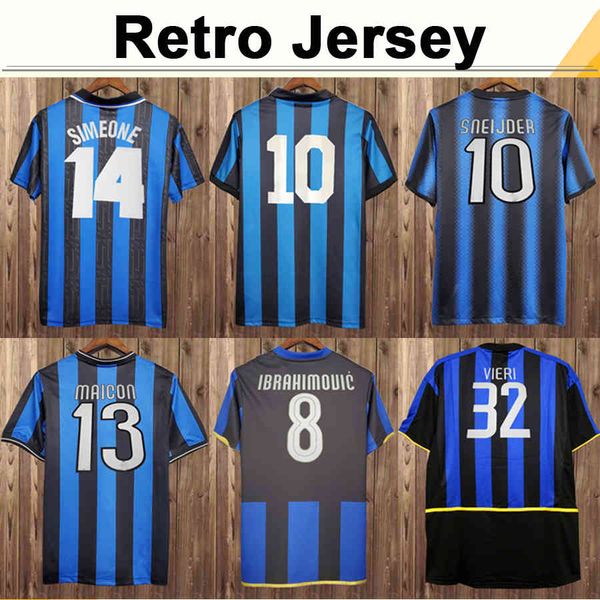 

98 97 99 ibrahimvoic zbalotelli west retro mens soccer jerseys 09 11 baggio milito j. zanetti sneijder batistuta home away classic football, Black