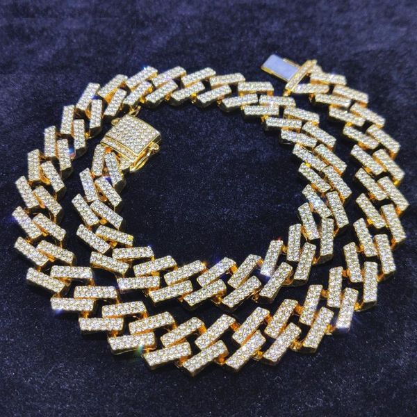 

chains 12mm hip hop jewelry men cuban chain necklace rhombus miami choker full cz rhinestone paved bling women fashion charm gift, Silver