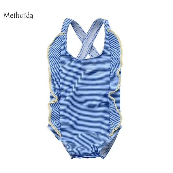 

one-piece suits 0-24month baby girls striped bikini born kids swimwear ruffles swimsuit pink/blue bathing suit beachwear