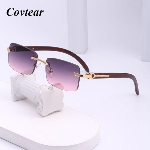 

outdoor eyewear fashion vintage rimless small rectangle sunglasses women men designer travel driving trendy sun glasses