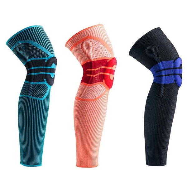 

elbow & knee pads silicone spring patella pad basketball knitted compression elastic sleeve support 1 pcs long protector brace, Black;gray