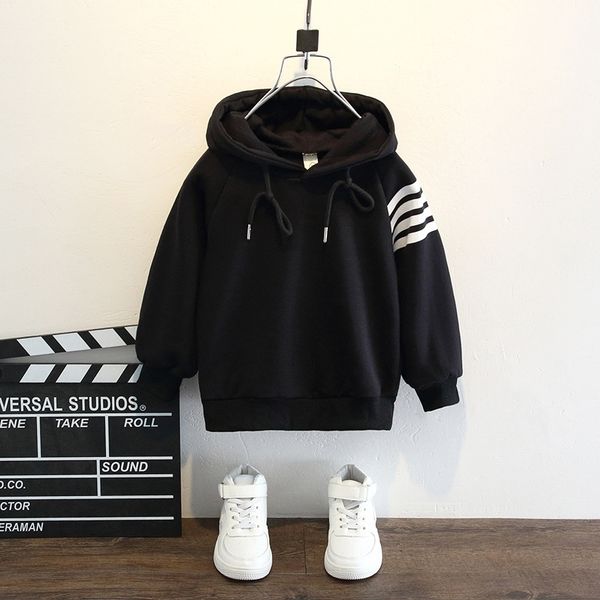 

boys' long sleeved sweater 2021 autumn clothes new middle and large hooded children's fashion trend, Black;white