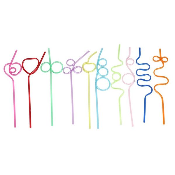 

disposable dinnerware crazy loop straws, (pack of 50) silly colorful reusable drinking straws mega pack bpa and pfoa free
