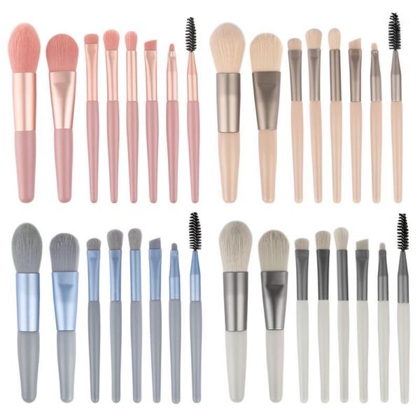 

mini makeup brushes matte wooden handle portable soft hair set for loose powder blush eye shadow eyebrows l eyebrow tools & stencils1
