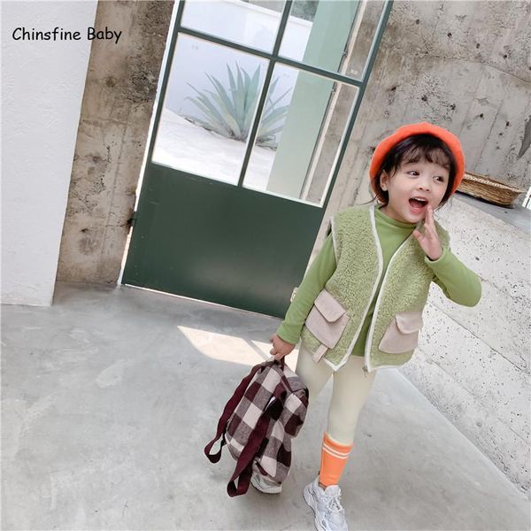 

girl's vest, children's fur and integrated lamb's vest baby's shoulder waistcoat, Camo