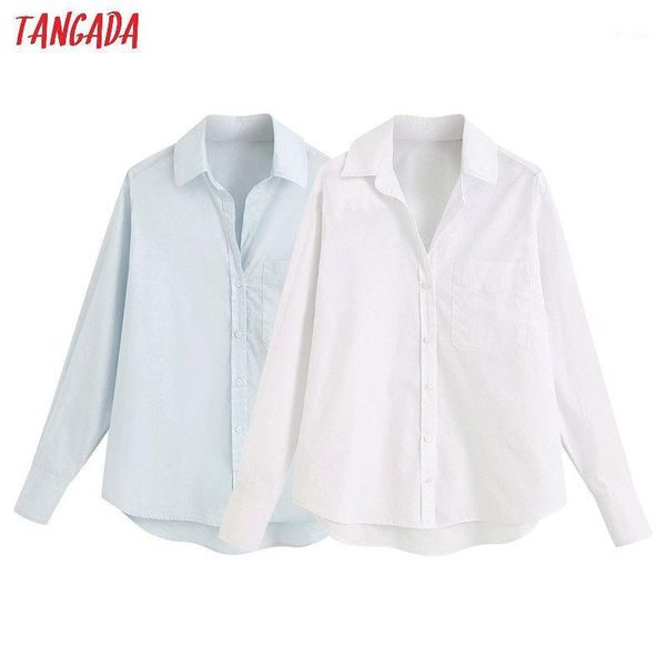 

women's blouses & shirts tangada women basic solid white long sleeve elegant office ladies work wear 6z01