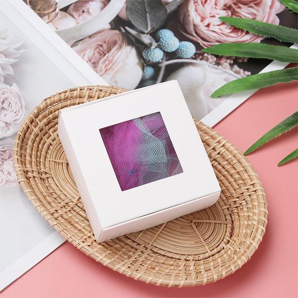 

kraft paper box pvc windowed boxes wedding birthday party cookie candy package for home decorating supplies gift wrap