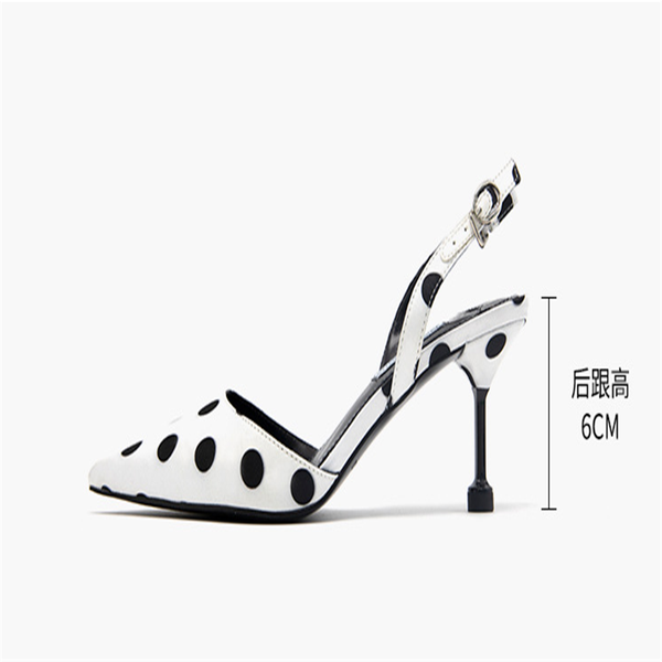 

summer pointed toe sandals women's backspace stiletto high heels fashion single shoes black white