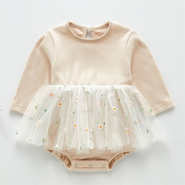 

autumn born girls daisy jumpsuits clothes baby sweet rompers knitted long sleeve children 210521, Blue
