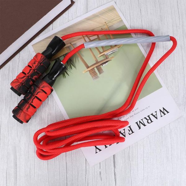 

jump ropes fitness adjustable handle skipping rope steel wire for children students adults (black and red)