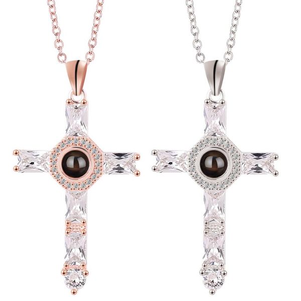 

pendant necklaces religious cross necklace choker projection oratio dominica rose gold&silver color wedding
