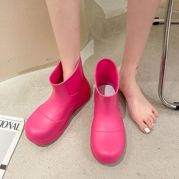 

summer boots women shoes flat heel boots-women clogs platform luxury designer rubber ladies 2021 lolita fashion low pu basic, Black