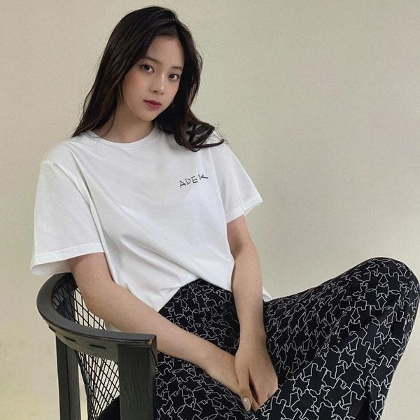 

brand tested ader full print english print short sleeve ins style korean fashion loose casual couple men's and women's t-shirt, White;black