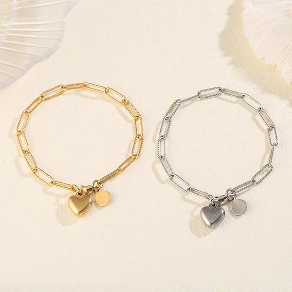 

charm bracelets stainless steel bracelet for women simple style love nameplate pendant couple ladies girlfriends jewelry birthday gifts, Golden;silver