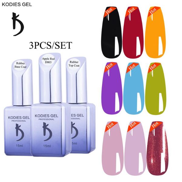 

nail gel kodies polish 3 pcs/set white black hybrid varnish lacquer clear base coat for manicure art, Red;pink