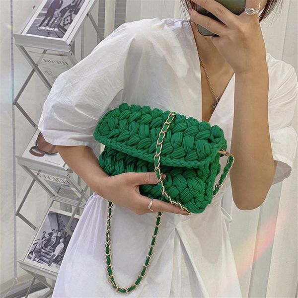 

evening bags for women hand woven bag strip thread hook knitted women's shoulder/crossbody clutch