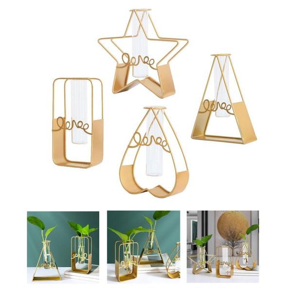 

modern glass bonsai flower plant hydroponic vase planter pot iron frame desk vases