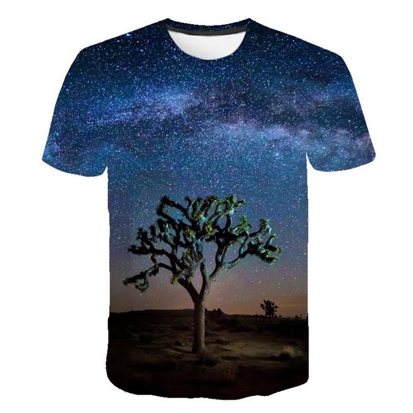 

3d t-shirt men tree t shirt streetwear printed clothing galaxy 2021 funny summer men's women casual t-shirts, White;black
