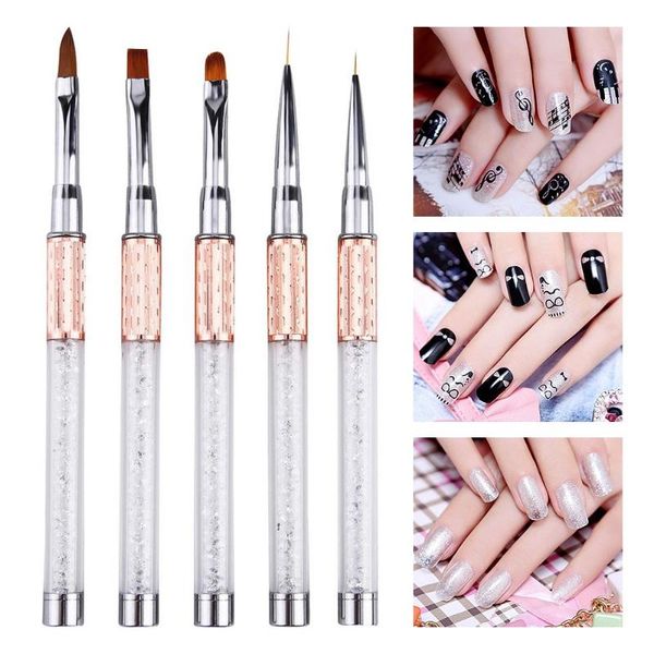 

nail brushes art brush metal acrylic liquid powder carving uv gel extension builder french flower stripe painting drawing liner, Yellow