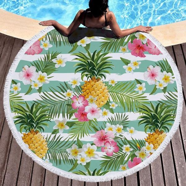 

towel boho beach towels friut printed tropical plants microfiber round fabric bath for living room home decorative