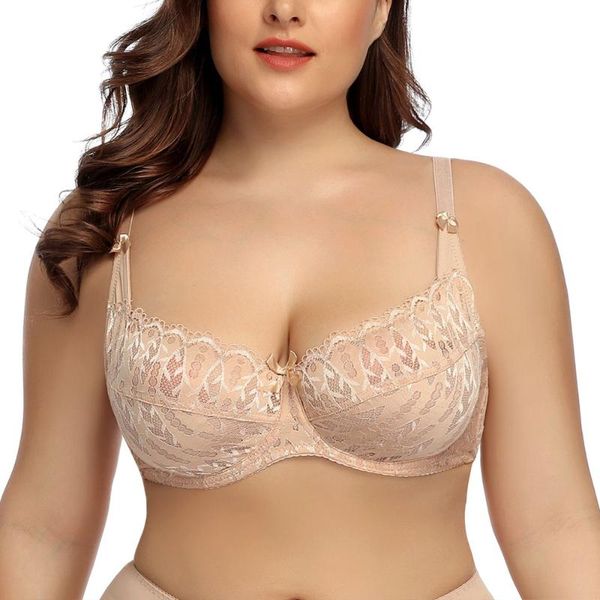 

bras large bosom women bra embroidered unlined lace lingerie plus size female underwear underwire big 75-105 b c d cup, Red;black