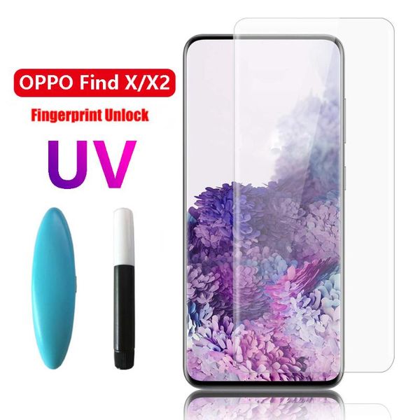 Vidro temperado com nano líquido UV para oppo Find x x2 Cobertura completa Protetor Protector Protector Protetores de telefone celular de filme