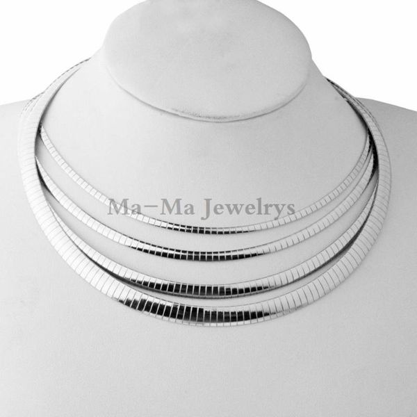 

4/6/8mm womens collar chain stainless steel choker necklace bracelet suits chokers, Golden;silver