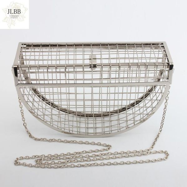 

evening bags women bag hollow metal cages party clutch metallic banquet shoulder handbag messenger purse silver gold black