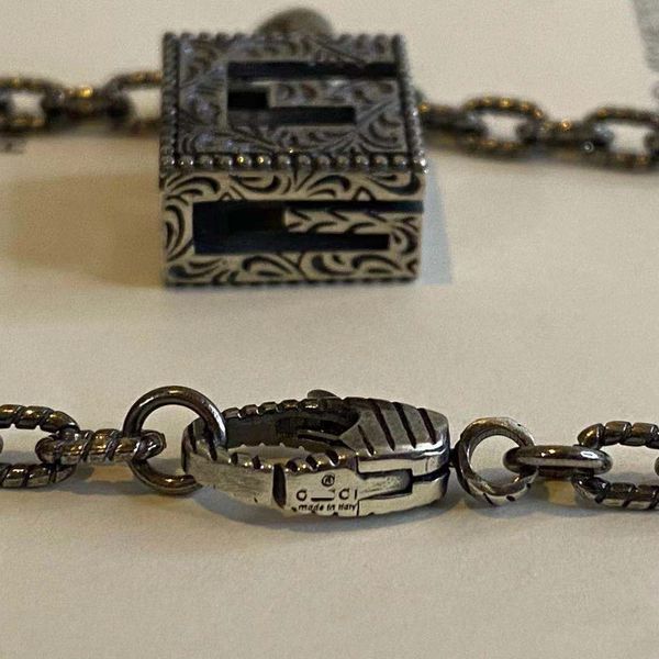 

square cross necklace s925 silver hollowed out letter men's and women's necklaces