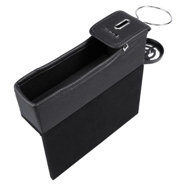 

car organizer seat side storage console with foldable cup holder slot gap boxes - driver (black)