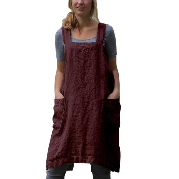 

kitchen aprons for women men cotton linen japan style solid bandage household cleaning tool cooking plus size