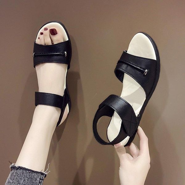 

sandals women's summer fashion flat shoes and comfortable foot loop, Black