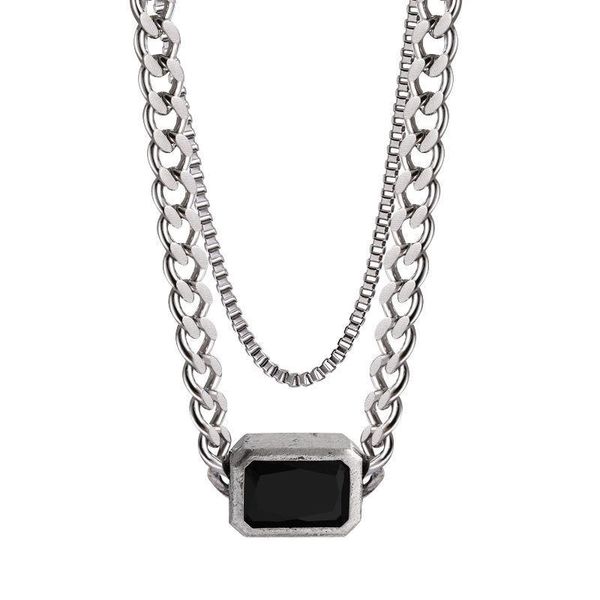 

chains small clavicle sweater square double necklace personality hip hop, Silver