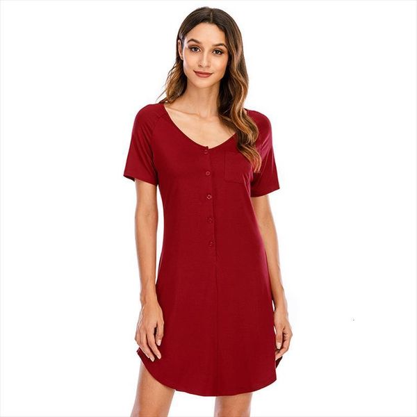 

night dress nightgown short sleeve women sleepwear sleepshirts nightdress nightie nighty for ladies, Black;red