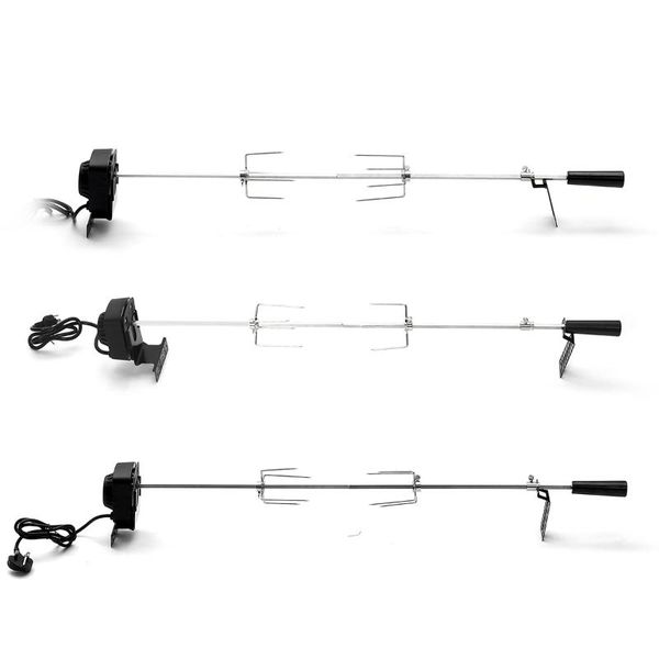 

stainless steel electric automatic bbq grill rotisserie motor spit roaster rod fork set outdoor camping cooking tools & accessories