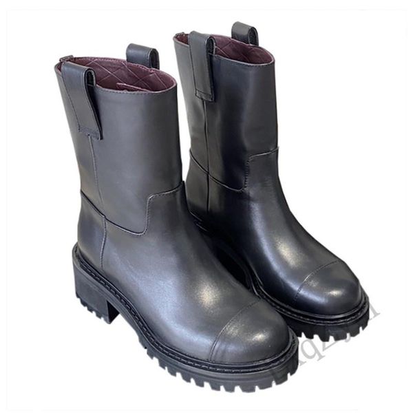 

boots brand classic motorcycle for women round toe fashion design combat booties ladies real leather shoes, Black