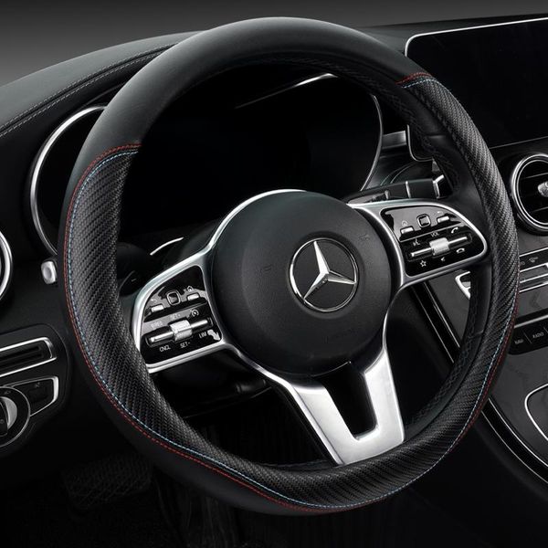 

steering wheel covers winter super soft leather car cover universal warm faux auto lebar on the steering-wheel 37/38cm 2021