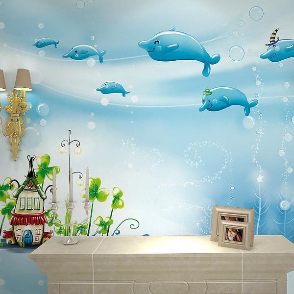 

wallpapers large mural children's room wallpaper dolphins 3d bedroom custom size